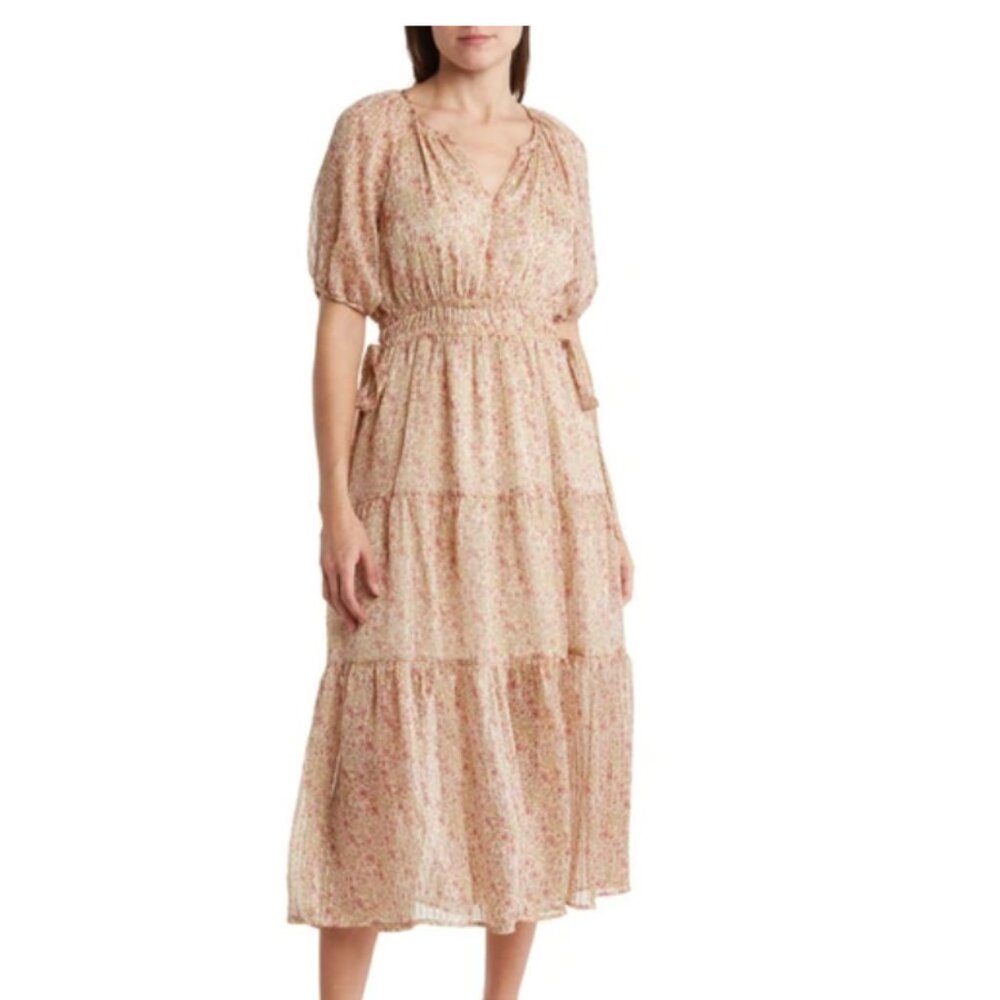 Astr the Label Floral Maxi Dress with Puff Sleeves, size Medium, NWT